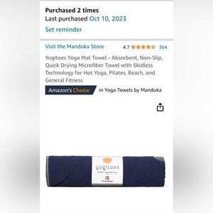 Yogitoes Yoga Mat Towel - Absorbent, Non-Slip, Quick Drying Microfiber T…